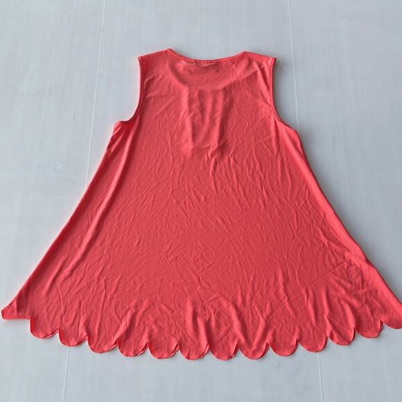 Attitudes by Renee Women's SIZE XS Keyhole A-Line Scalloped Hem Top Blouse - Picture 3 of 7